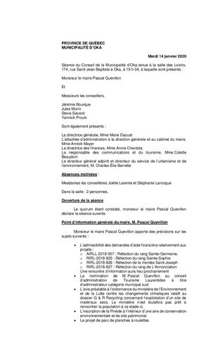 2020 01 14 - Séance Ordinaire