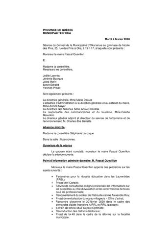 2020 02 04 - Séance Ordinaire