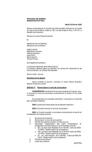 2020 02 25 - Séance Extraordinaire