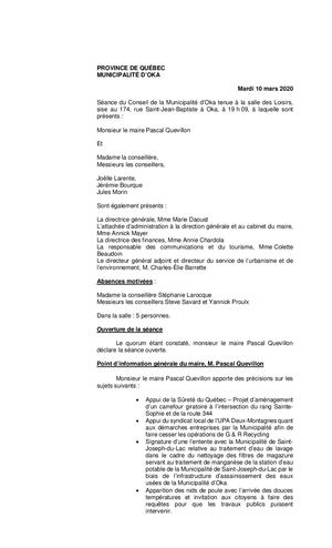 2020 03 10 - Séance Ordinaire