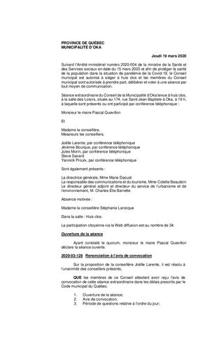 2020 03 19 - Séance Extraordinaire