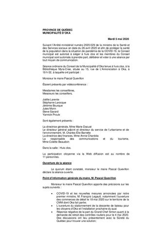 2020 05 05 - Séance Ordinaire