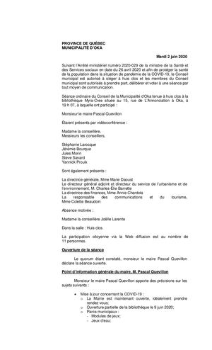 2020 06 02 - Séance Ordinaire
