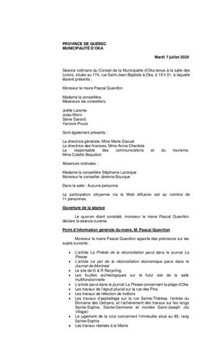 2020 07 07 - Séance Ordinaire