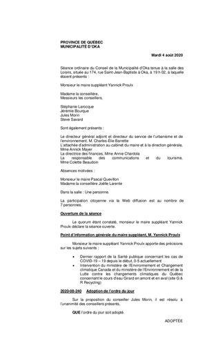 2020 08 04 - Séance Ordinaire