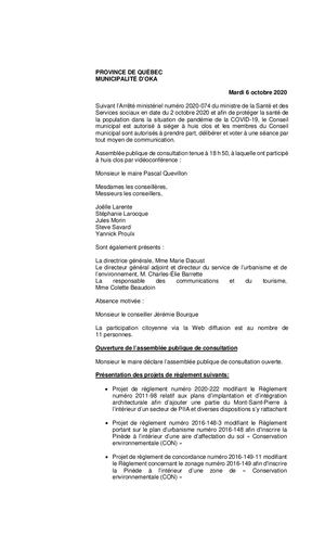 2020 10 06 - Consultation Publique
