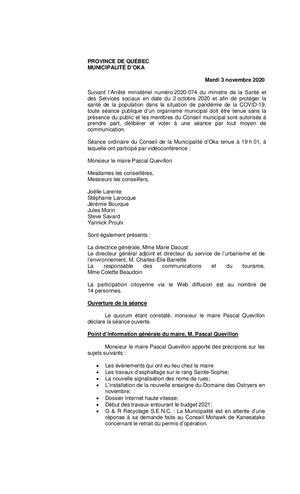 2020 11 03 - Séance Ordinaire