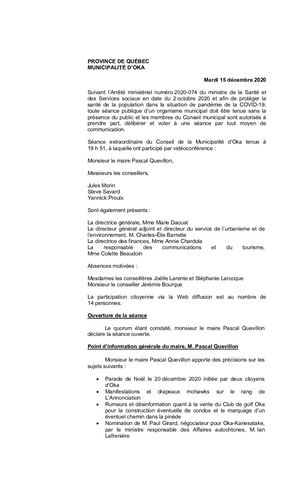 2020 12 15- Séance Extraordinaire