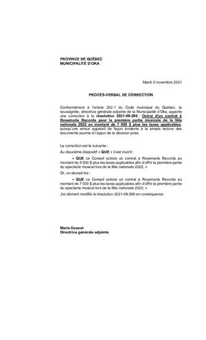 2021 09 07 - Correction De La Résolution 2021 09 286