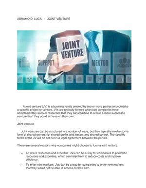 Abramo Di Luca Piccioni - Joint Venture