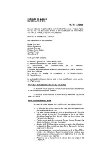 2022 05 03 - Séance Ordinaire