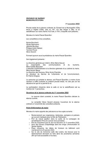 2022 11 01 - Séance Ordinaire