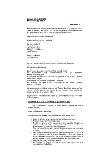 2022 12 06 - Séance Ordinaire