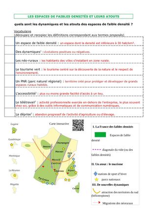 Fiche de révision Les espaces de faible densité