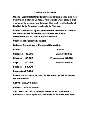 Cuadrar Un Balance