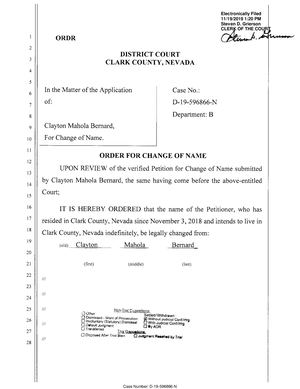 ORDER FOR CHANGE OF NAME -Certified Copy Electronic Seal (Nrs 1190 (3)