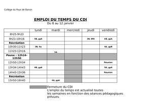 Emploi Du Temps Cdi