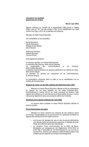 2022 06 07 - Séance Ordinaire