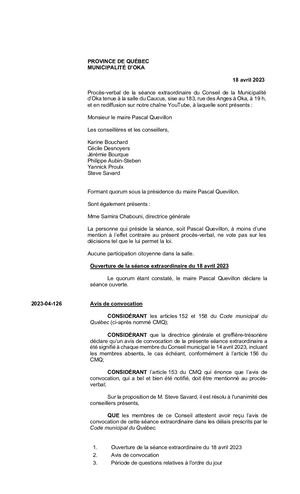 2023 04 18 - Séance Extraordinaire