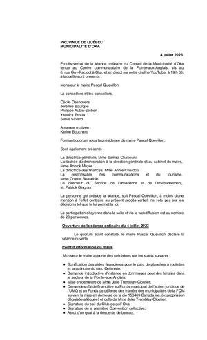 2023 07 04 - Séance Ordinaire