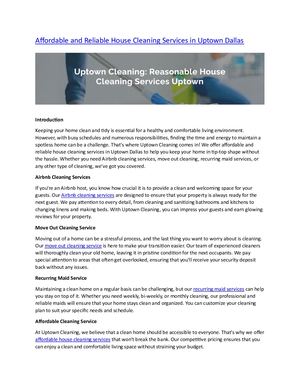 Affordable And Reliable House Cleaning Services In Uptown Dallas