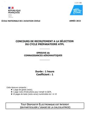 Annales concours ATPL 2023