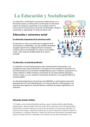 La Educación Y Socialización 1