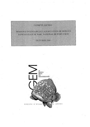 Mission d'inventaire de la population de mérous dans les eaux du Parc national de Port-Cros - 1996