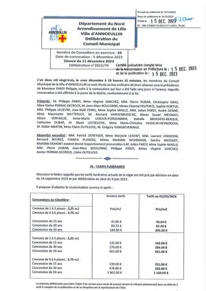 Tarifs Funeraires 2024