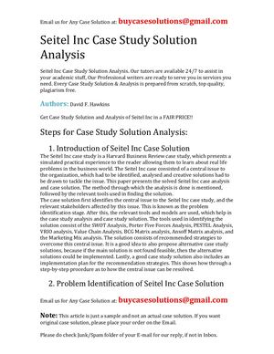 Calaméo - Seitel Inc Case Study Solution Analysis