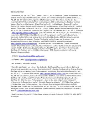 (kaufengoethe@gmail.com) Kaufen Sie das Deutsch-Goethe-Zertifikat B2, A1, Telc C1 A1 B2 online zum Verkauf ohne Prüfung. Kaufen ÖSD- und TestDAF-Zertifikat