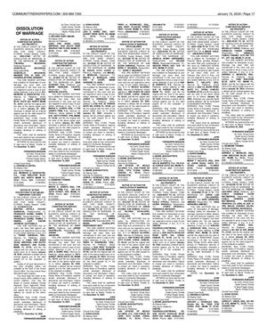 Legals - January 15, 2024