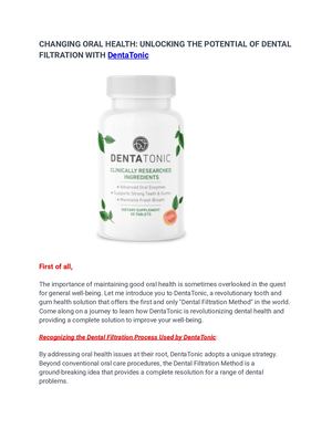 Changing Oral Health Unlocking The Potential Of Dental Filtration With Denta Tonic