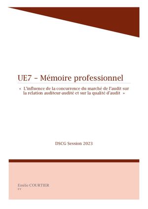 M.DSCG.2023.6 L’influence de la concurrence du marché de l’audit sur la relation auditeur-audité et sur la qualité de l’audit