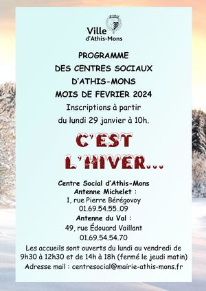 Centre sociaux - Programme du mois de février 2024