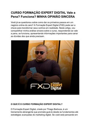 Curso FORMAÇÃO EXPERT DIGITAL  Vale A Pena Funciona Minha Opinião Sincera