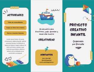 Folleto Tríptico Proyecto Creativo Infantil Ilustrado Doodle Multicolor