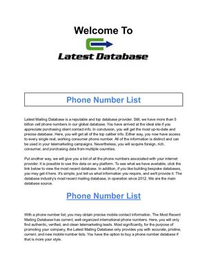 Phone Number List | Latest Mailing Database