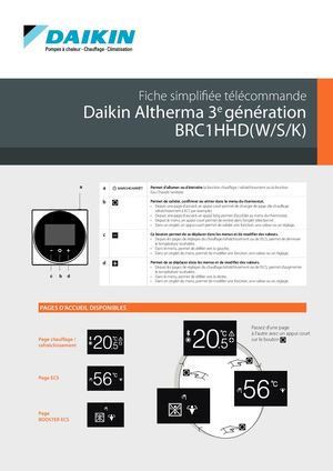 Fiche simplifiée télécommande Daikin Altherma 3e génération