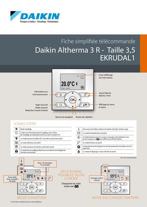 Fiche simplifiée télécommande Daikin Altherma 3 R - Taille 3,5