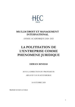 Thèse Professionnelle HEC Erwan Binhas