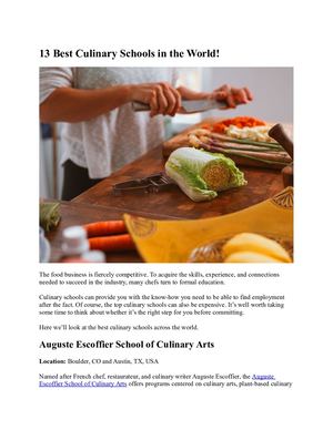 13 Best Culinary Schools In The World