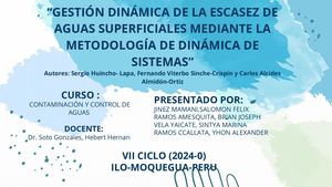 Gestion Dinamica De La Escazes De Aguas Superficiales Mediante La Metodologia De Dinamica De Sistemas