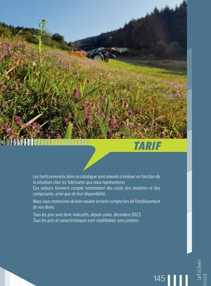 Catalogue tarif Innovations et Paysage