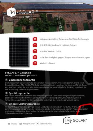 Technisches Datenblatt zu I'M SOLAR Solarmodule 410W MADE IN EU
