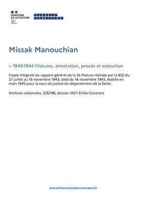 Missak Manouchian -Dossier filature