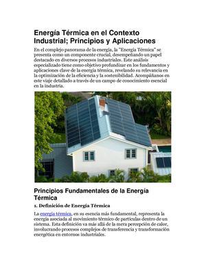 Energía Térmica En El Contexto Industrial; Principios Y Aplicaciones