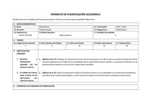 Planificación Números Enteros