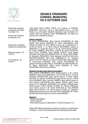 Procès-verbal-Séance du 09/10/2023