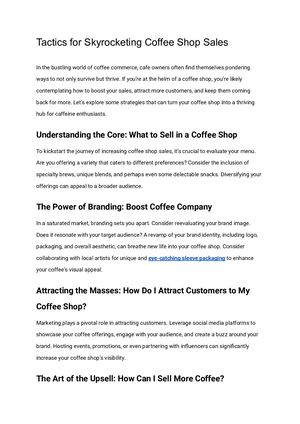 Tactics For Skyrocketing Coffee Shop Sales